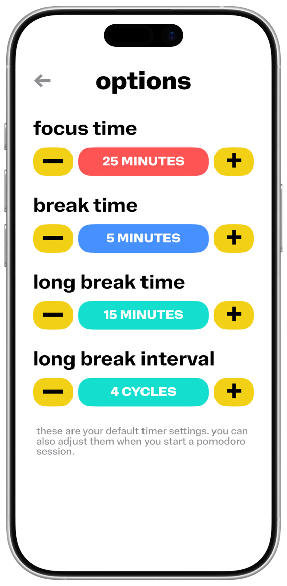 pom-pom options screen