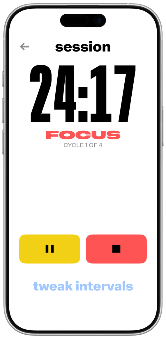 pom-pom running focus timer on iOS